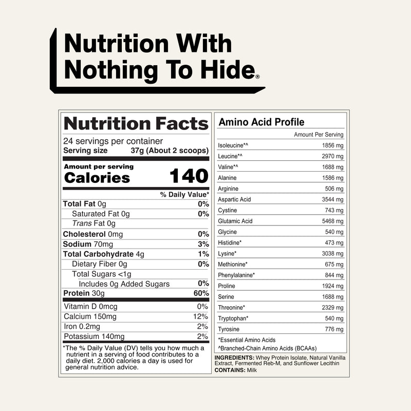 Vanilla Grass-Fed Whey Isolate Protein Powder - Vanilla